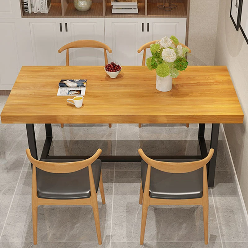 Tavolo da pranzo rettangolare con base nera Tavolo moderno legno di pino per sala da pranzo Clearhalo