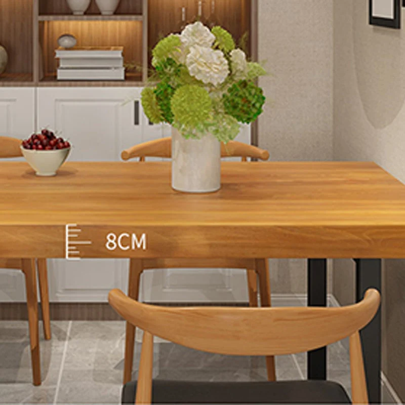 Tavolo da pranzo rettangolare con base nera Tavolo moderno legno di pino per sala da pranzo Clearhalo