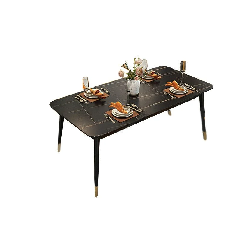 Tavolo da pranzo rettangolare con base nera Tavolo Glam Stone per cucina Clearhalo