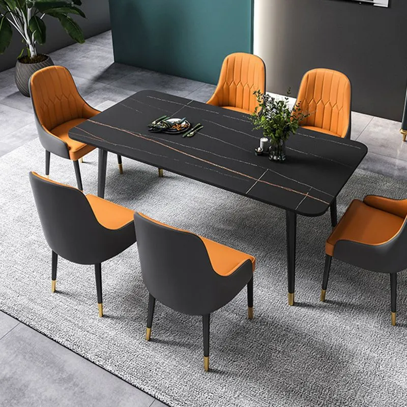 Tavolo da pranzo rettangolare con base nera Tavolo Glam Stone per cucina Clearhalo