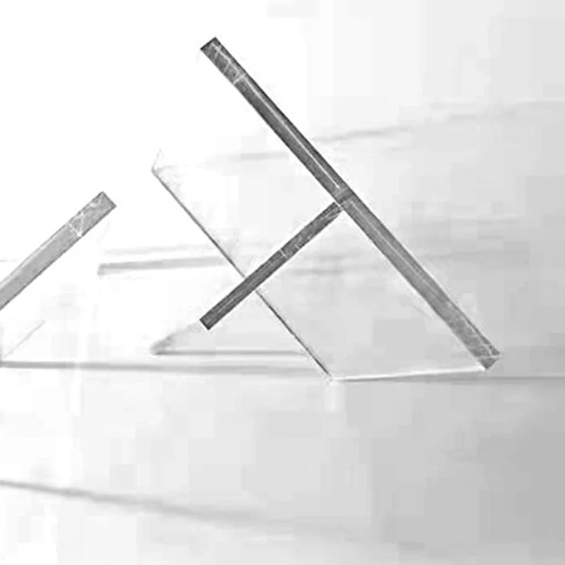 Tavolo da pranzo rettangolare con base trasparente Tavolo moderno pietra con doppio piedistallo Clearhalo