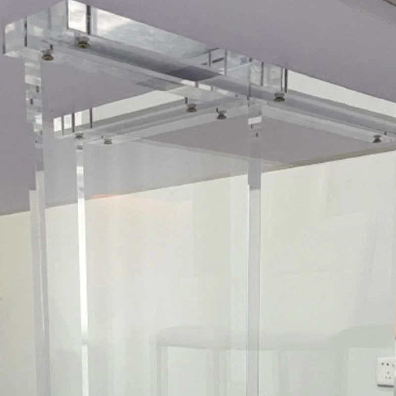 Tavolo da pranzo rettangolare con base trasparente Tavolo moderno pietra con doppio piedistallo Clearhalo