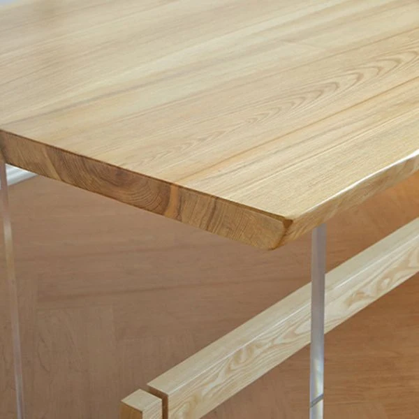 Tavolo da pranzo rettangolare con base trasparente Tavolo moderno legno di pino per soggiorno Clearhalo