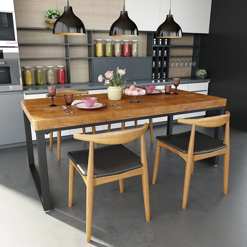 Tavolo da pranzo rettangolare con doppio piedistallo Tavolo moderno legno per la casa Clearhalo
