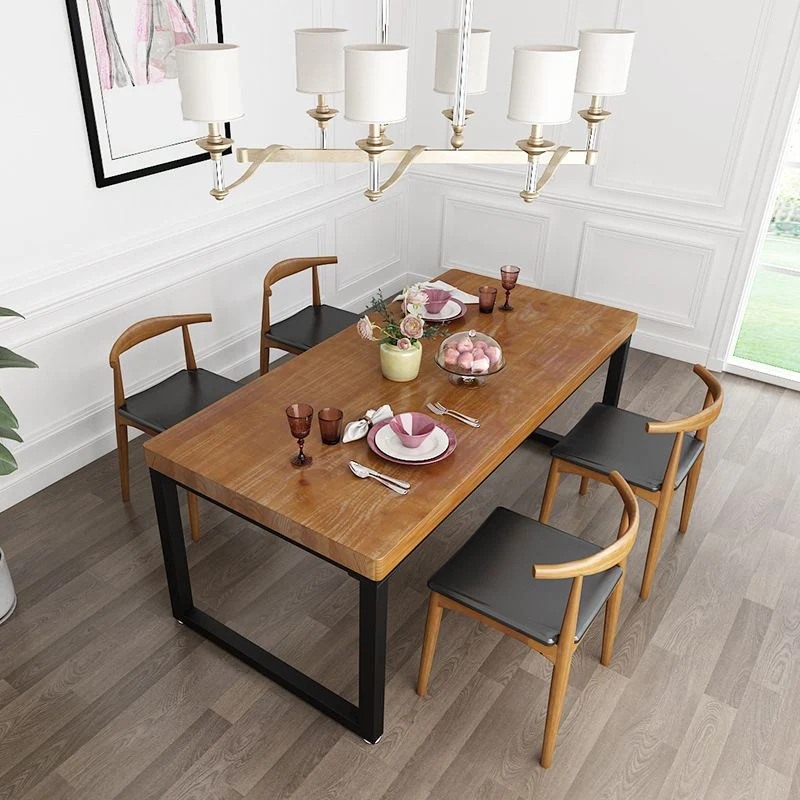 Tavolo da pranzo rettangolare con doppio piedistallo Tavolo moderno legno per la casa Clearhalo