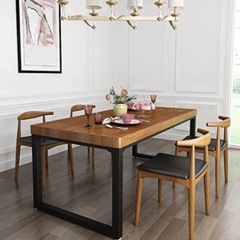 Tavolo da pranzo rettangolare con doppio piedistallo Tavolo moderno legno per la casa Clearhalo