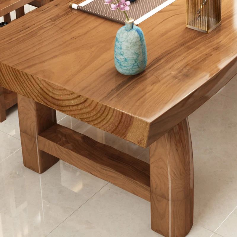 Tavolo da pranzo rettangolare con doppio piedistallo Tavolo moderno legno di pino per uso cucina Clearhalo