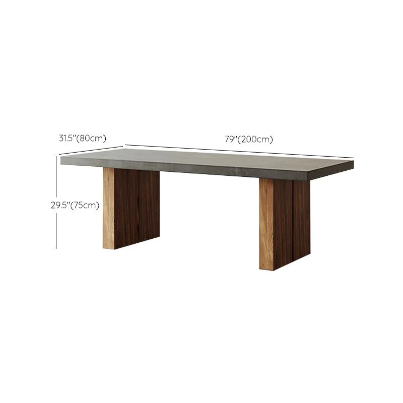 Tavolo da pranzo rettangolare con doppio piedistallo Tavolo moderno con base legno per cucina Clearhalo