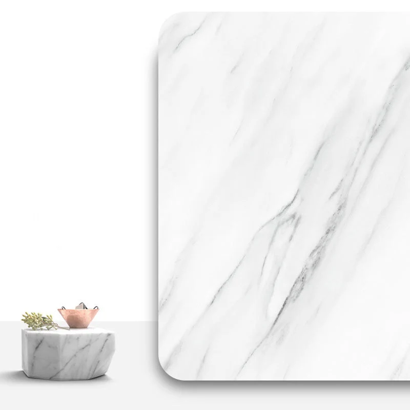 Tavolo da pranzo rettangolare con doppio piedistallo Tavolo Glam finto marmo per cucina Clearhalo