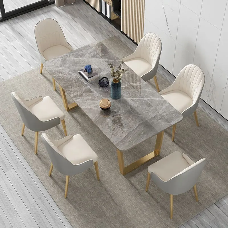Tavolo da pranzo rettangolare con doppio piedistallo Tavolo Glam Stone per cucina Clearhalo