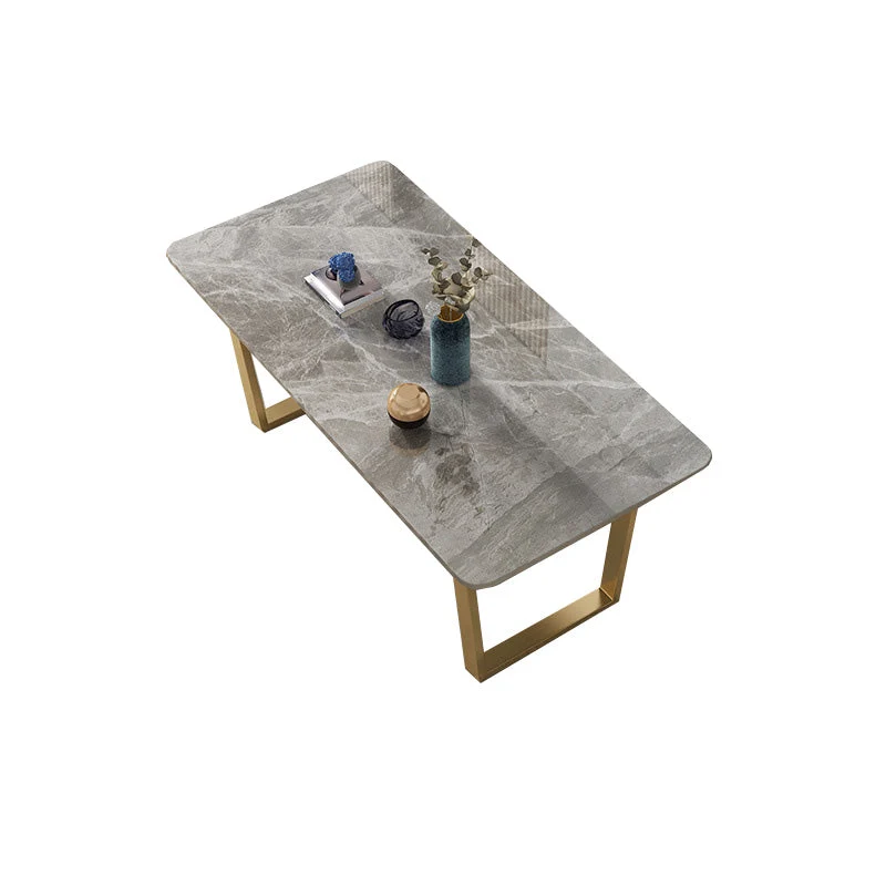 Tavolo da pranzo rettangolare con doppio piedistallo Tavolo Glam Stone per cucina Clearhalo