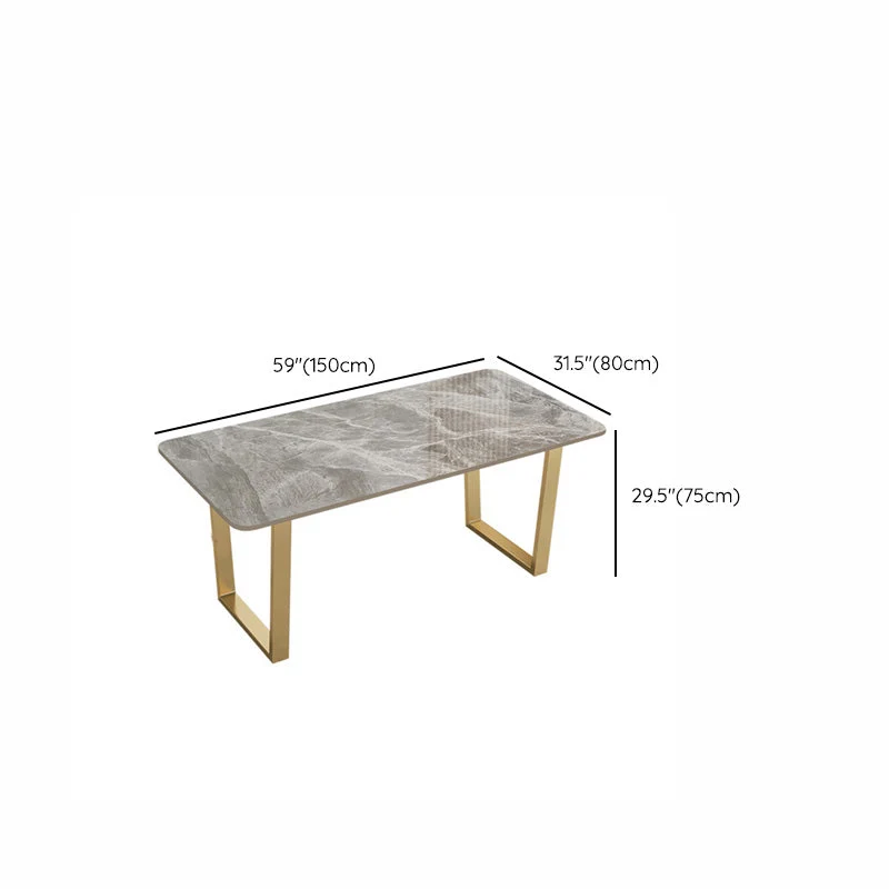 Tavolo da pranzo rettangolare con doppio piedistallo Tavolo Glam Stone per cucina Clearhalo