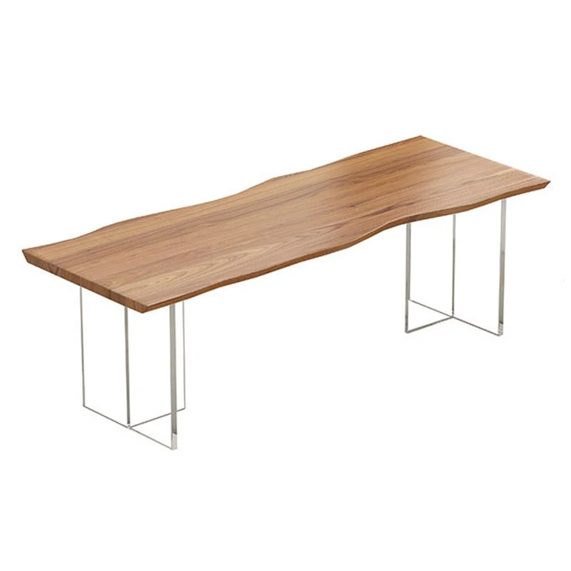 Tavolo da pranzo rettangolare con doppio piedistallo Tavolo moderno legno per sala da pranzo Clearhalo