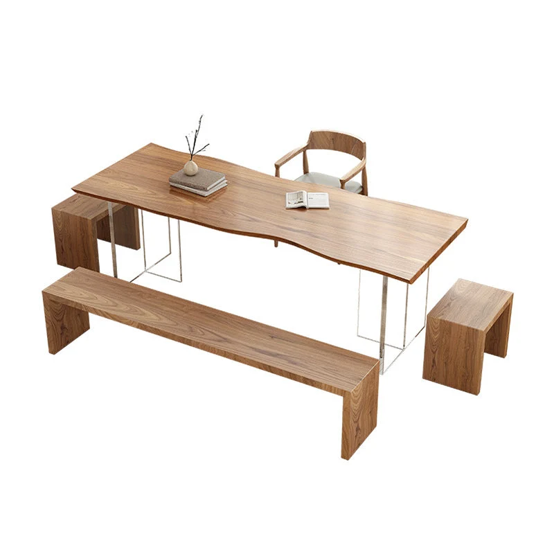 Tavolo da pranzo rettangolare con doppio piedistallo Tavolo moderno legno per sala da pranzo Clearhalo