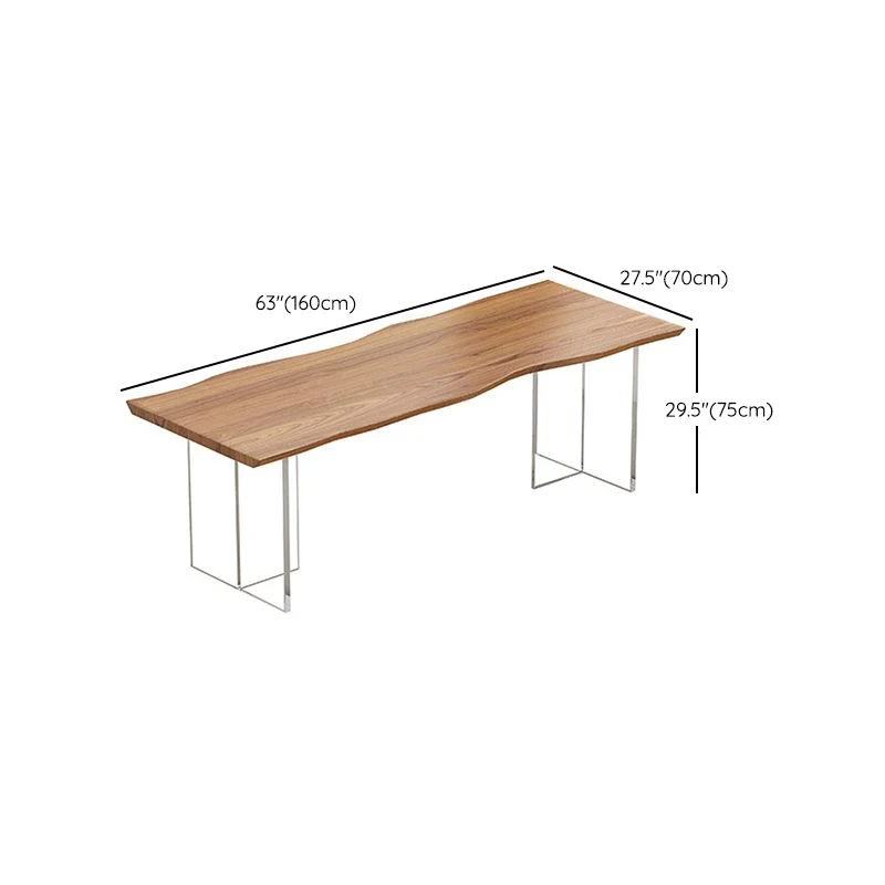 Tavolo da pranzo rettangolare con doppio piedistallo Tavolo moderno legno per sala da pranzo Clearhalo