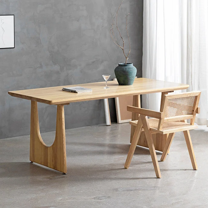 Tavolo da pranzo rettangolare con doppio piedistallo Tavolo moderno legno di pino per cucina Clearhalo