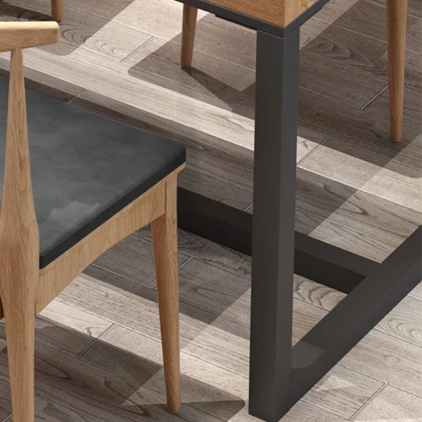 Tavolo da pranzo rettangolare con finitura naturale Tavolo da dinette industriale con struttura metallo Clearhalo