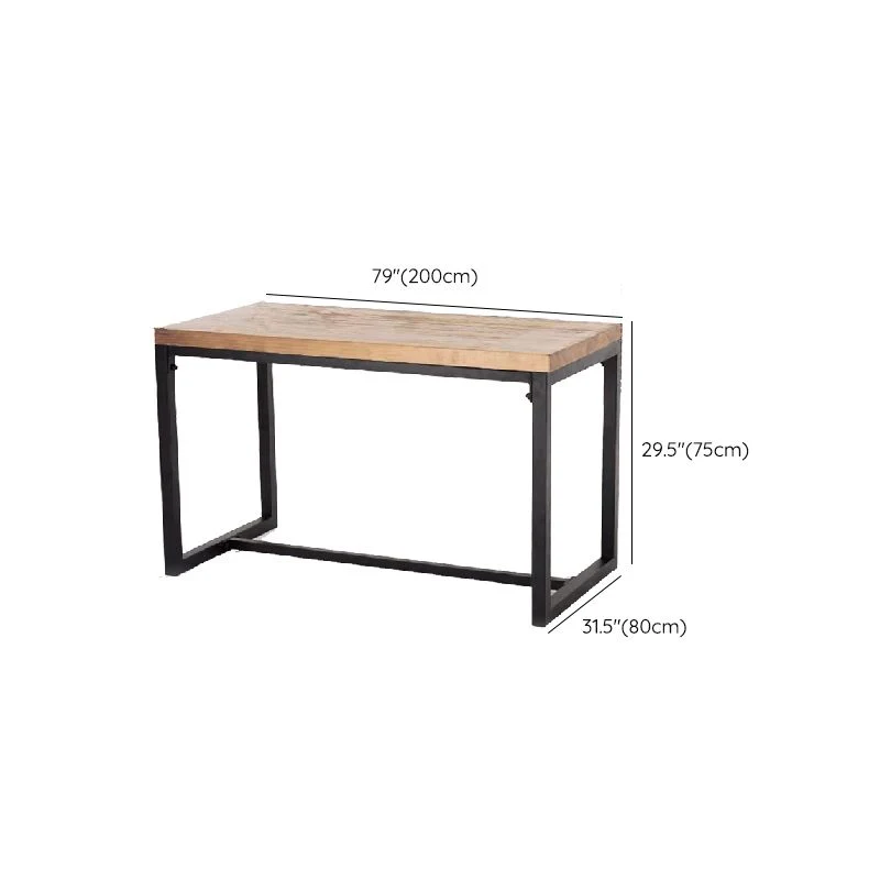 Tavolo da pranzo rettangolare con finitura naturale Tavolo da dinette industriale con struttura metallo Clearhalo