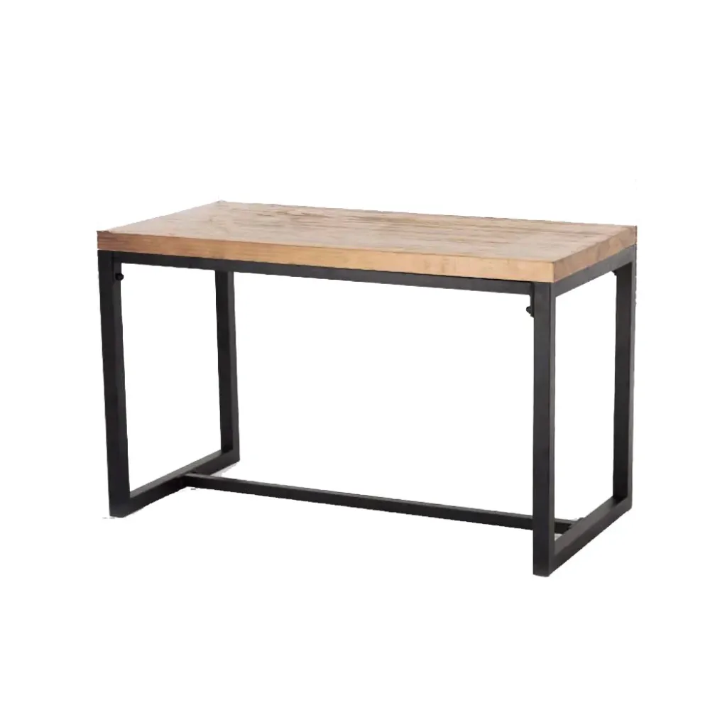 Tavolo da pranzo rettangolare con finitura naturale Tavolo da dinette industriale con struttura metallo Clearhalo