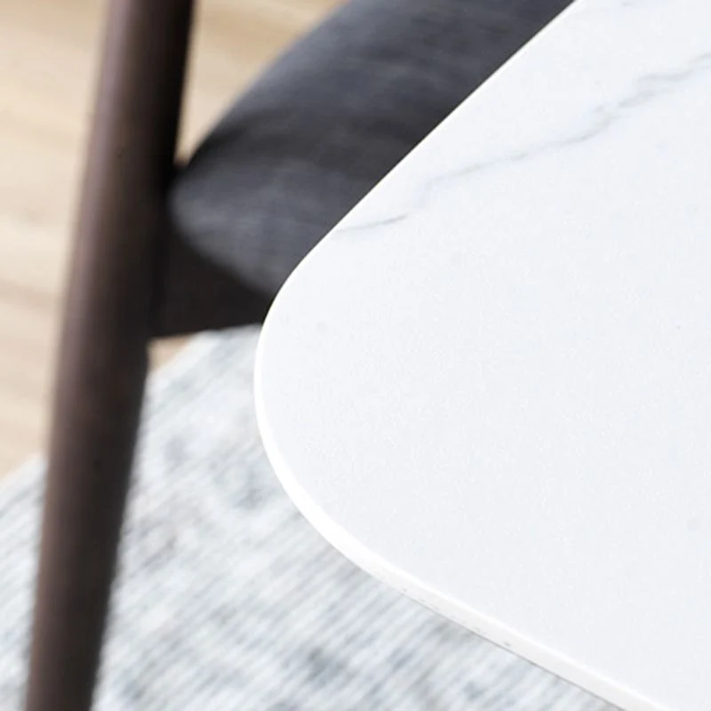 Tavolo da pranzo rettangolare con piano bianco Tavolo con base cavalletto stile moderno della metà del secolo Clearhalo