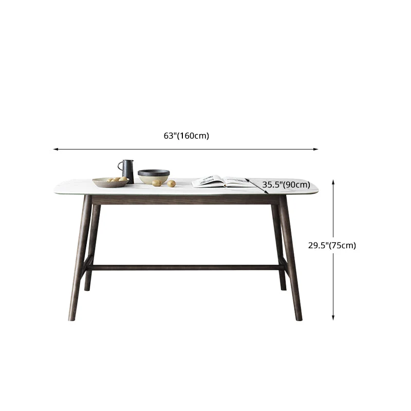 Tavolo da pranzo rettangolare con piano bianco Tavolo con base cavalletto stile moderno della metà del secolo Clearhalo