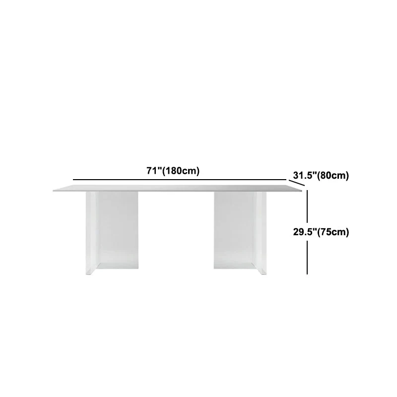 Tavolo da pranzo rettangolare con piano bianco Tavolo moderno con base acrilico per cucina Clearhalo
