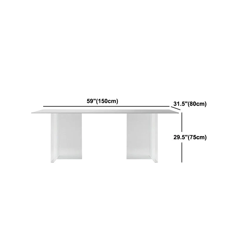 Tavolo da pranzo rettangolare con piano bianco Tavolo moderno con base acrilico per cucina Clearhalo