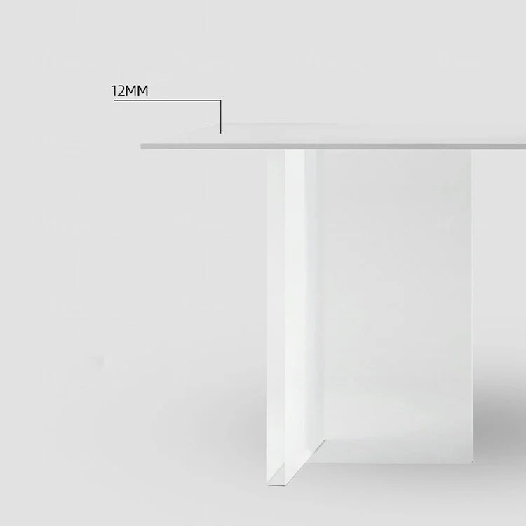 Tavolo da pranzo rettangolare con piano bianco Tavolo moderno con base acrilico per cucina Clearhalo