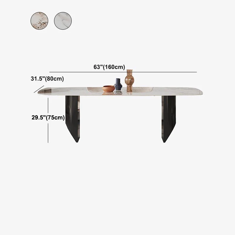Tavolo da pranzo rettangolare con piano pietra Tavolo da pranzo moderno con base doppio piedistallo Clearhalo