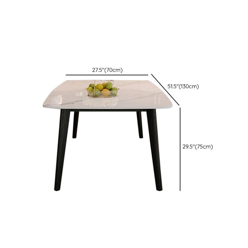 Tavolo da pranzo rettangolare con piano pietra e gambe legno massello Clearhalo