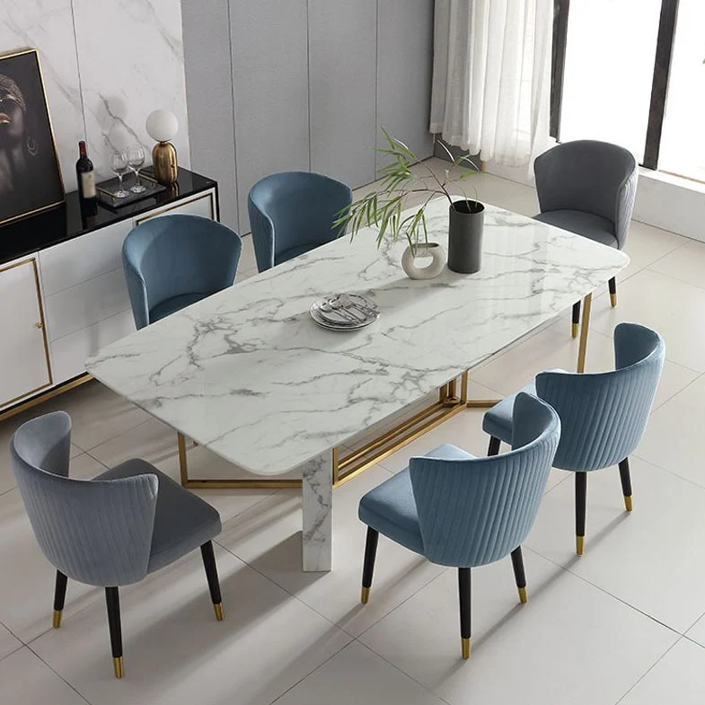 Tavolo da pranzo rettangolare con piano pietra per la cena cucina domestica Clearhalo