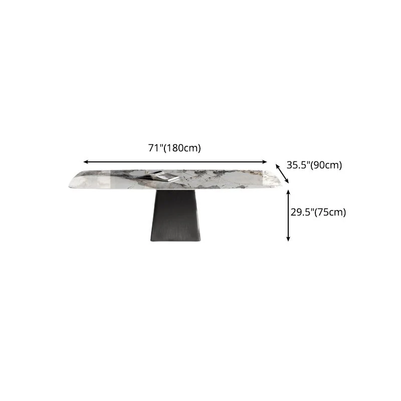 Tavolo da pranzo rettangolare con piano pietra Tavolo da pranzo moderno con base metallo per soggiorno Clearhalo