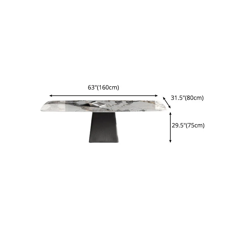 Tavolo da pranzo rettangolare con piano pietra Tavolo da pranzo moderno con base metallo per soggiorno Clearhalo