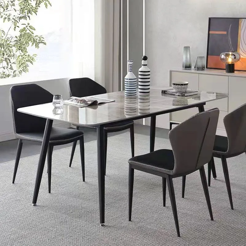 Tavolo da pranzo rettangolare 4 gambe Tavolo da cucina industriale pietra sinterizzata Clearhalo