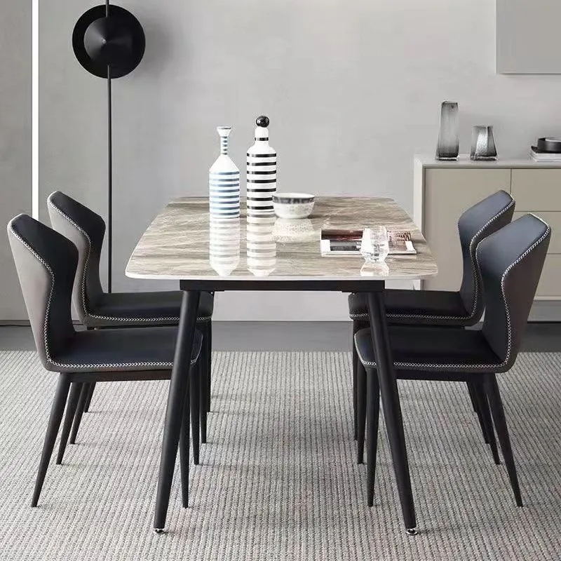 Tavolo da pranzo rettangolare 4 gambe Tavolo da cucina industriale pietra sinterizzata Clearhalo