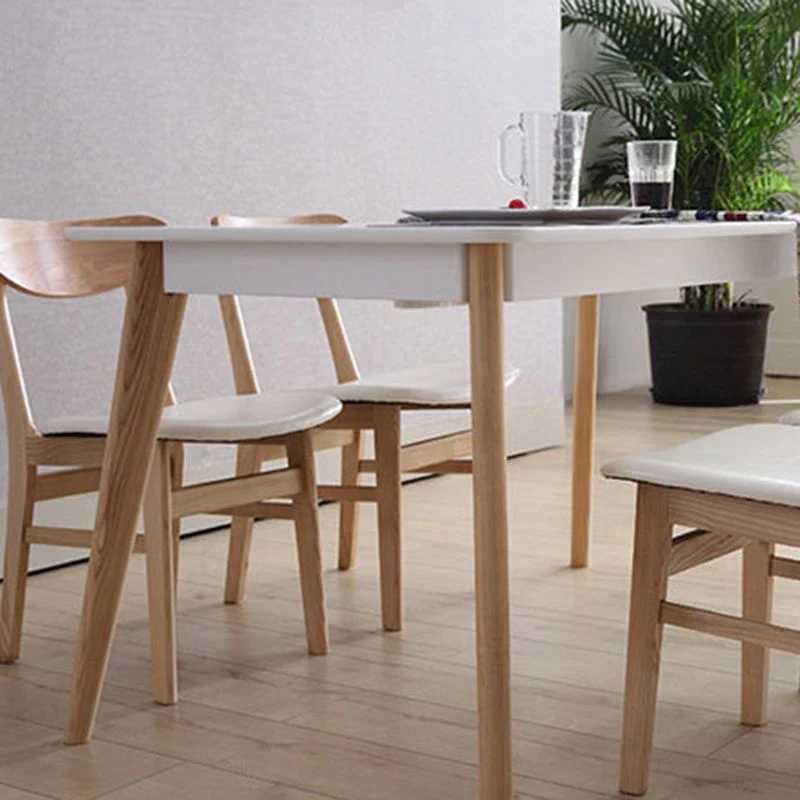 Tavolo da pranzo rettangolare 4 gambe Tavolo moderno con base legno di frassino per cucina Clearhalo