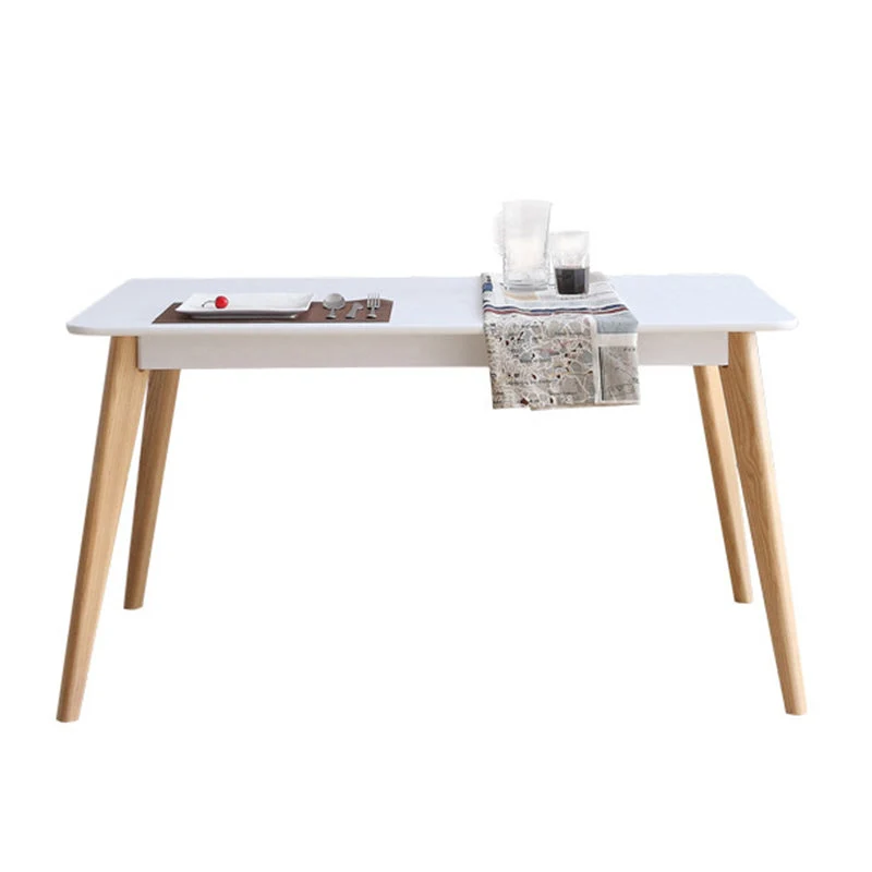 Tavolo da pranzo rettangolare 4 gambe Tavolo moderno con base legno di frassino per cucina Clearhalo