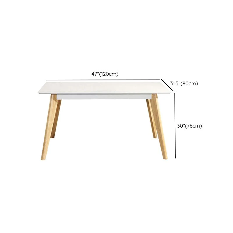 Tavolo da pranzo rettangolare 4 gambe Tavolo moderno con base legno di frassino per cucina Clearhalo