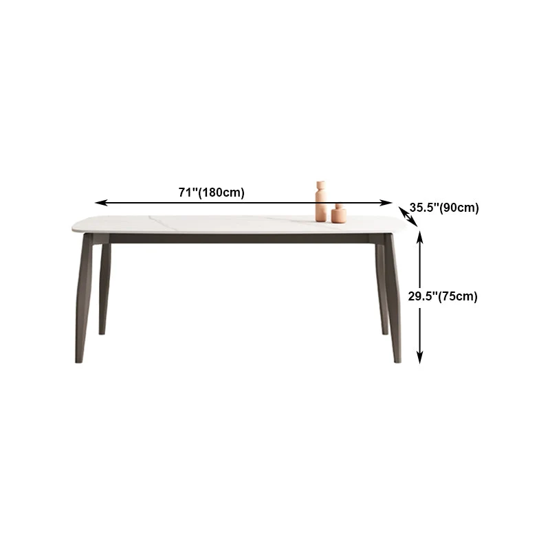 Tavolo da pranzo rettangolare industriale con base treppiede e piano pietra bianca Clearhalo