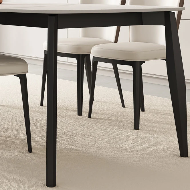 Tavolo da pranzo rettangolare industriale con base treppiede e piano pietra bianca Clearhalo