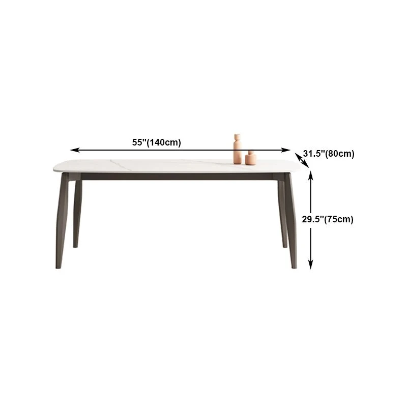 Tavolo da pranzo rettangolare industriale con base treppiede e piano pietra bianca Clearhalo