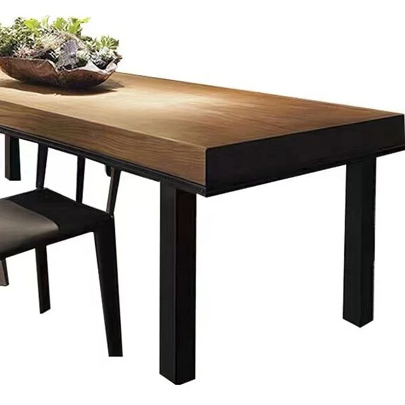 Tavolo da pranzo rettangolare industriale legno massello Wind per caffetteria e bar Clearhalo