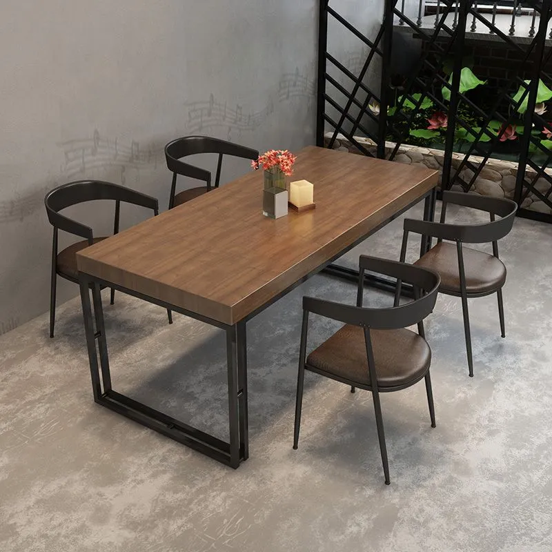 Tavolo da pranzo rettangolare industriale legno massello di pino per sala da pranzo Clearhalo