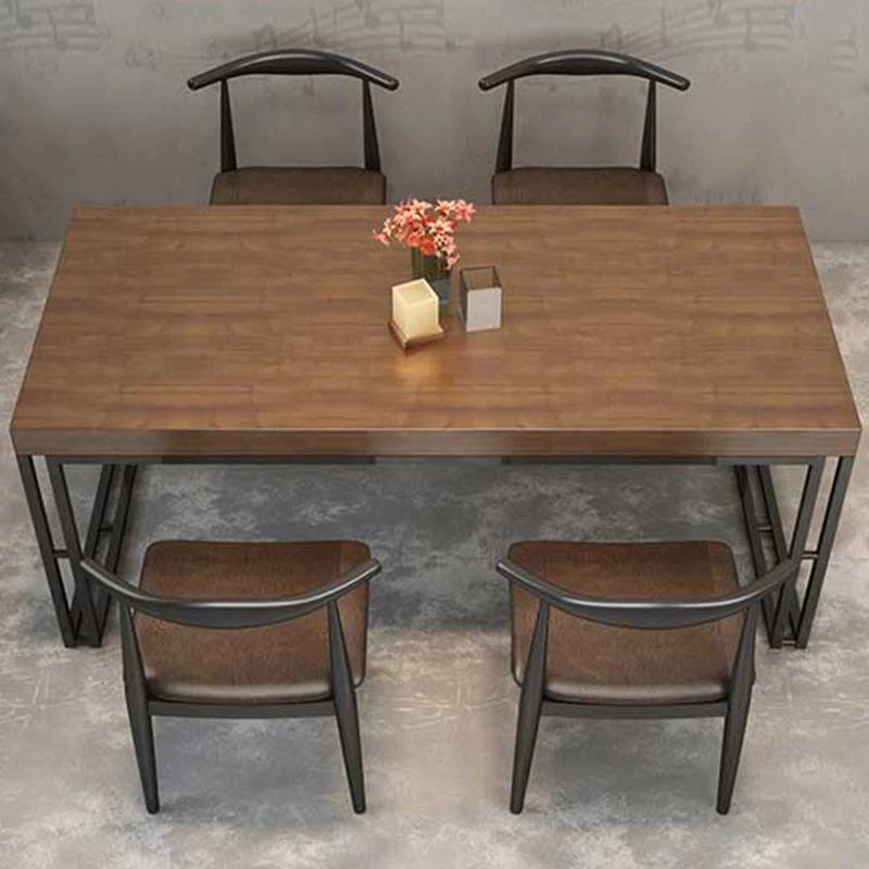 Tavolo da pranzo rettangolare industriale legno massello di pino per sala da pranzo Clearhalo