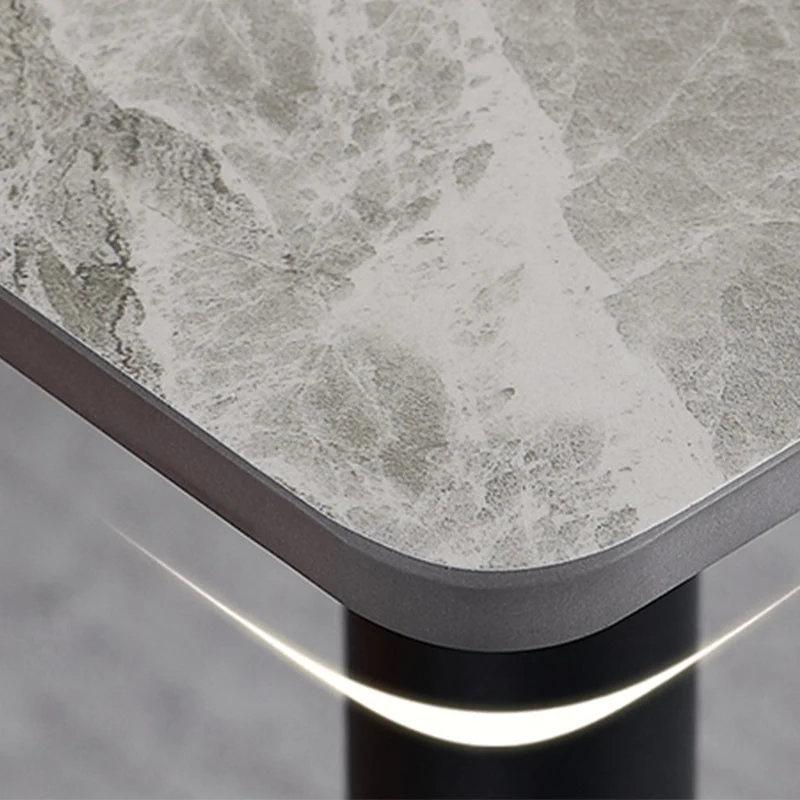 Tavolo da pranzo rettangolare industriale metallo con piano pietra sinterizzata, tavolo da interni con gambe nere Clearhalo