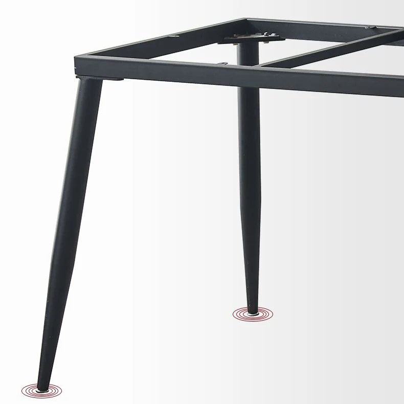 Tavolo da pranzo rettangolare industriale metallo Tavolo con piano pietra sinterizzata nera con 4 gambe Clearhalo