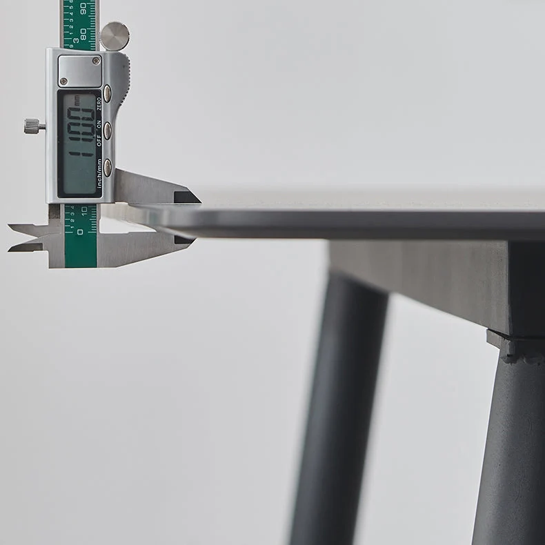 Tavolo da pranzo rettangolare industriale metallo Tavolo con piano pietra sinterizzata nera con 4 gambe Clearhalo