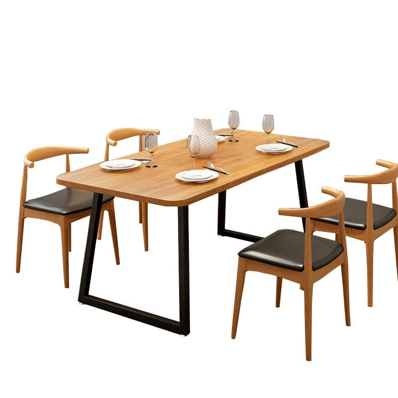 Tavolo da pranzo rettangolare industriale Tavolo legno con gambe metallo per cucina Clearhalo