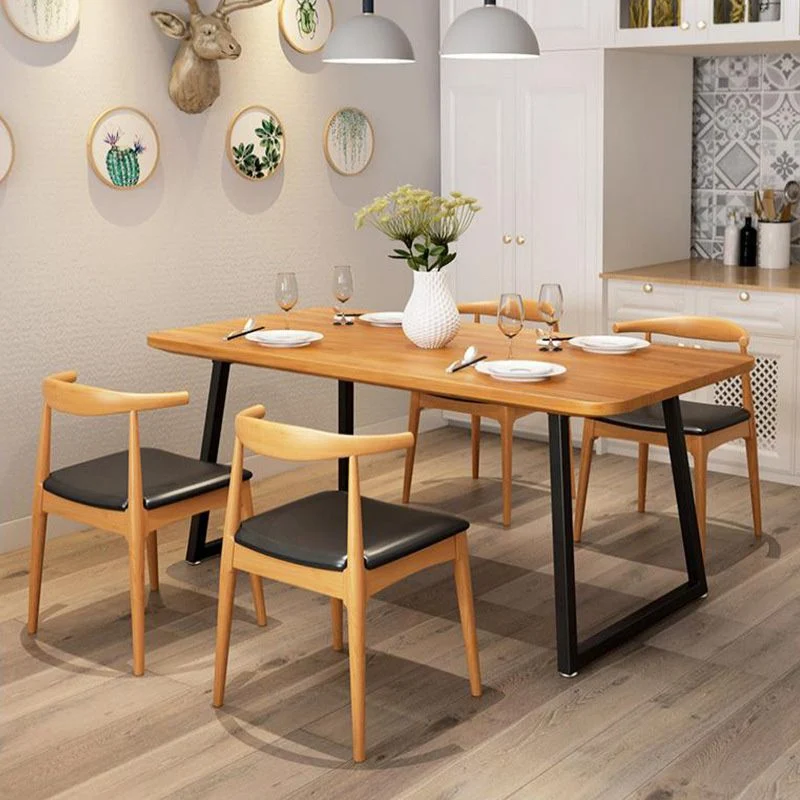 Tavolo da pranzo rettangolare industriale Tavolo legno con gambe metallo per cucina Clearhalo
