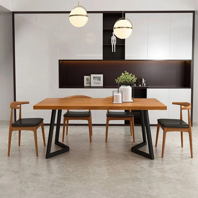 Tavolo da pranzo rettangolare industriale Tavolo legno con gambe metallo per la casa Clearhalo